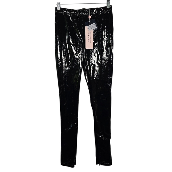 NWT Oh Polly Love Shine Vinyl Skinny Leg Trousers in Black Size 4 - Picture 14 of 14